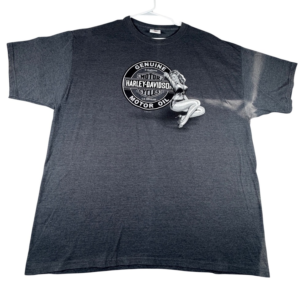Harley-Davidson T-Shirt Mens 2XL Gray Pin Up Girl Frontier Lincoln Nebraska 2011